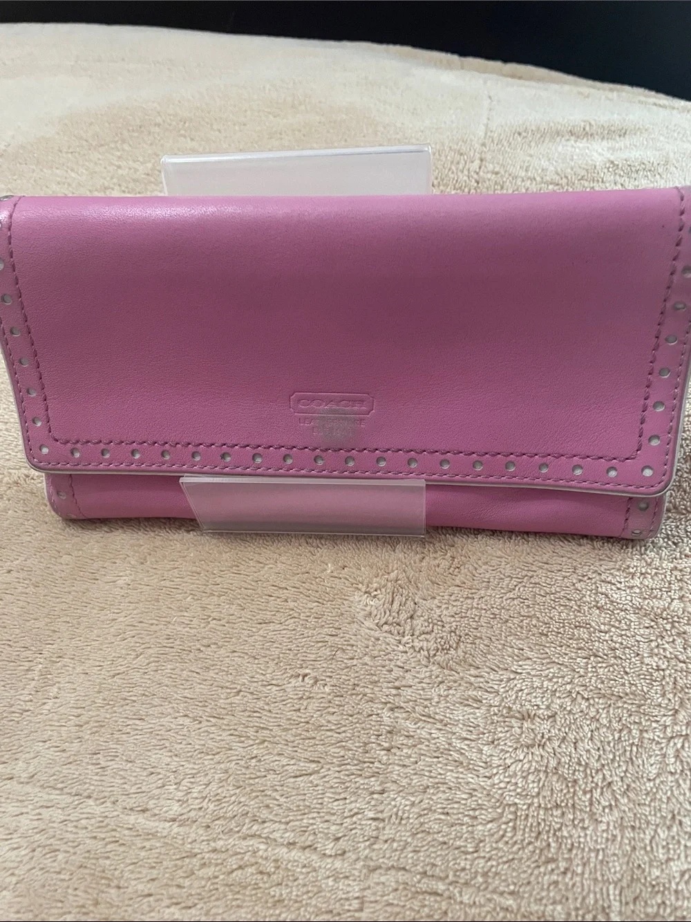 Coach Pink Leather Trifold Wallet